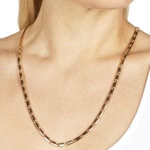 Rebecca Minkoff Gold Plated Brass Textured Bar Chain Necklace NEW NWT